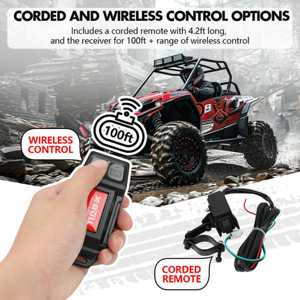 X-BULL 5000LBS Electric Winch 12V Synthetic Rope ATV UTV Boat Upgraded version.