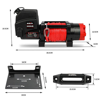 X-BULL Electric Winch 6000LBS 12V BOAT Synthetic Rope Wireless Remote 4WD ATV UTV.