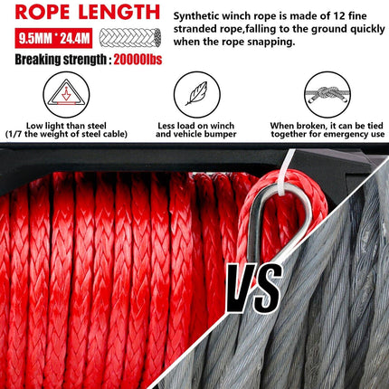 X-BULL Electric Winch 12V 14500LBS Synthetic Rope Wireless remote 4WD 4X4 Car Trailer.