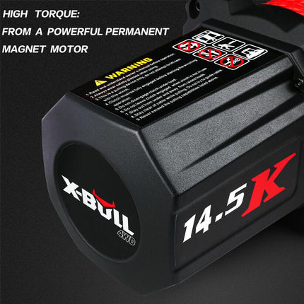 X-BULL Electric Winch 12V Synthetic Rope Wireless 14500LB Remote 4X4 4WD Boat.