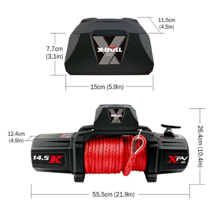 X-BULL Electric Winch 12V Synthetic Rope Wireless 14500LB Remote 4X4 4WD Boat.