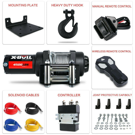 X-BULL Electric Winch 12V 4500LBS Steel Cable Wireless remote ATV UTV Boat Trailer.