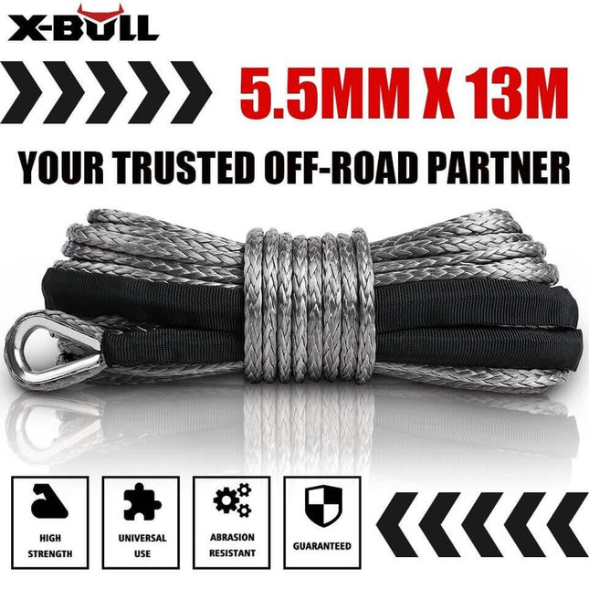 X-BULL 4500LB Electric Winch 12V Winch Boat Trailer ATV Steel Cable With 5.5MX13M Synthetic Rope Grey.