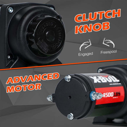 X-BULL 4500LB Electric Winch 12V Winch Boat Trailer ATV Steel Cable With 5.5MX13M Synthetic Rope Grey.