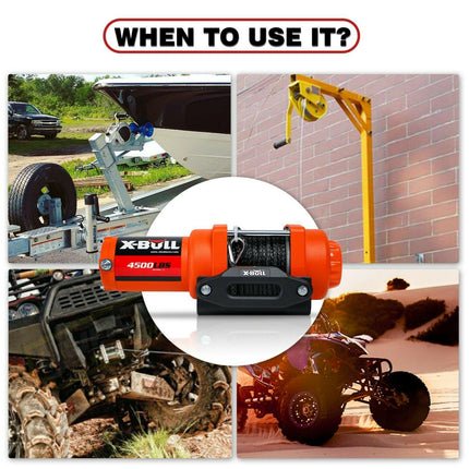 X-BULL Electric Winch 12v Synthetic Rope 4500LBS Wireless Remote ATV UTV 2041KG.