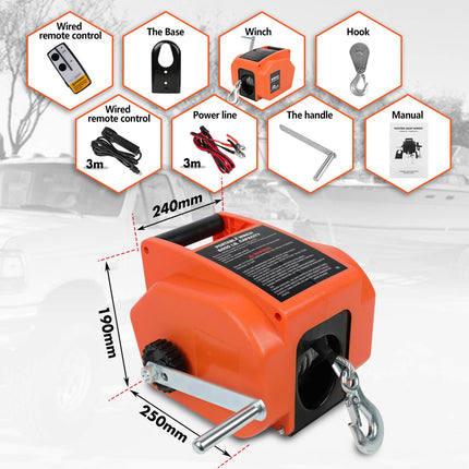 X-BULL 12V Electric Boat Winch 5000LBS Portable Wireless Remote Trailer Winch Steel Cable.