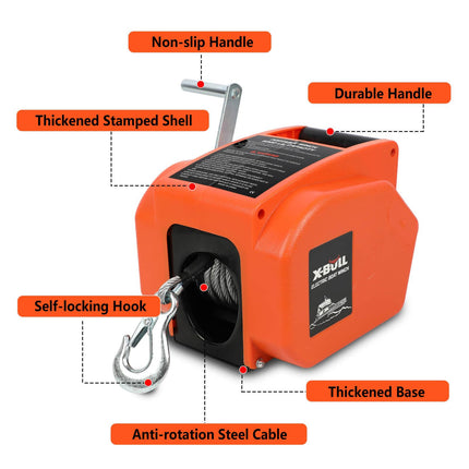 X-BULL 12V Electric Boat Winch 5000LBS Portable Wireless Remote Trailer Winch Steel Cable.