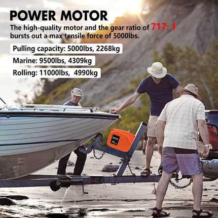 X-BULL 12V Electric Boat Winch 5000LBS Portable Wireless Remote Trailer Winch Steel Cable.