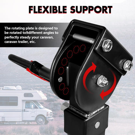X-BULL 4x 440mm Drop Down Corner Legs W/Handle Steel Base Caravan Stabilizer Black.