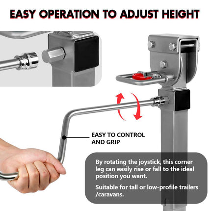 X-BULL Drop Down Corner Legs 440MM- 560MM Caravan Corner Stabilizer 1200LBS 2PCS Silver.