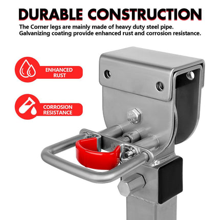 X-BULL 4x 440mm Drop Down Corner Legs Steadies Handle Steel Foot Caravan Trailer Silver.