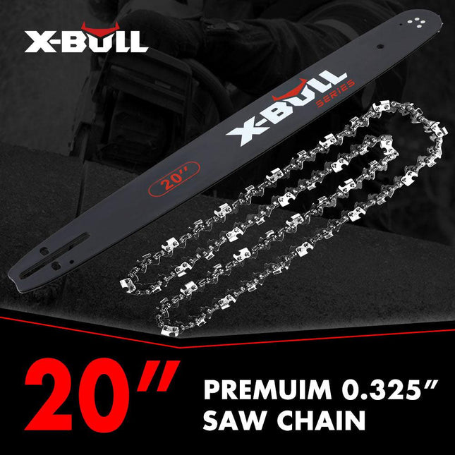 X-BULL 20'' Chainsaw Bar and Chain 0 .325 Pitch Gauge 76 Link Universal.