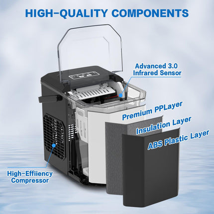 Ice Maker Machine 2.2L Portable Ice Cube Tray Bar Countertop Party Commercial.