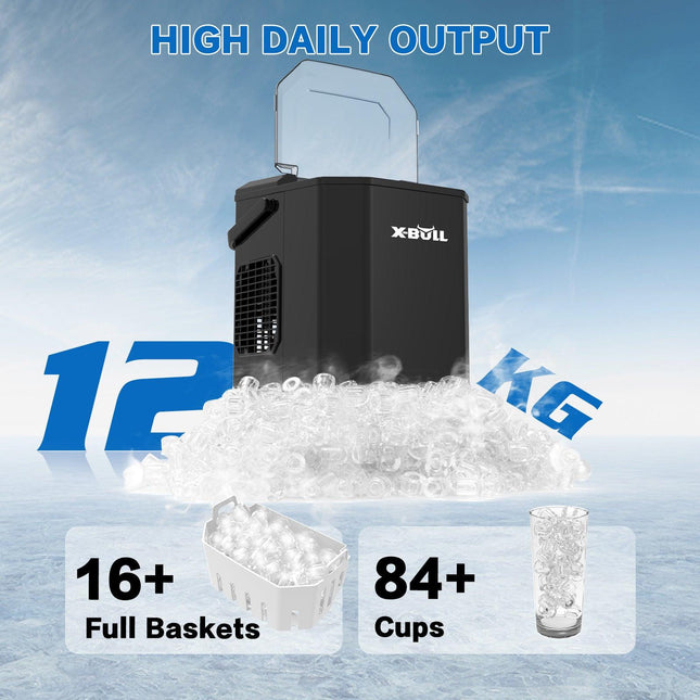 X-BULL Ice Maker Machine Commercial Portable  Ice Cube 2.2L Home Bar Benchtop Black.