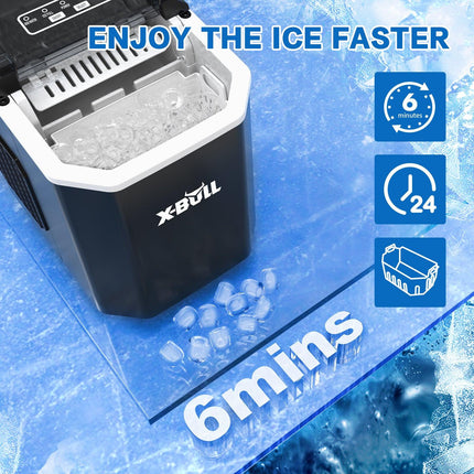 X-BULL Ice Maker Machine Commercial Portable  Ice Cube 2.2L Home Bar Benchtop Black.