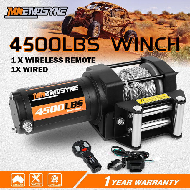 12V Electric Winch 4500LBS Winch Steel Cable Trailer Towing Remote ATV UTV.