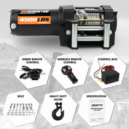 Electric Winch 4500LBS Winch Steel Cable Trailer Towing Remote ATV Winch UTV Winch 4WD.