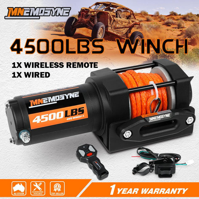 Electric Winch 4500lb Winch Synthetic Rope Wireless Towing Trailer ATV UTV.