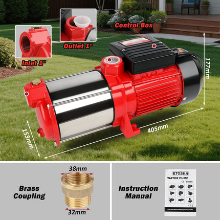 ETOSHA 2000W Garden Water Pump High Pressure 4-Stage Tank Farm Irrigation Pump.