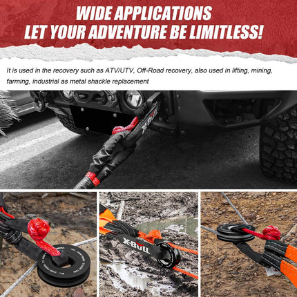 X-BULL Soft Shackle Synthetic Rope Recovery Snatch Ring /Recovery Hitch Receiver.