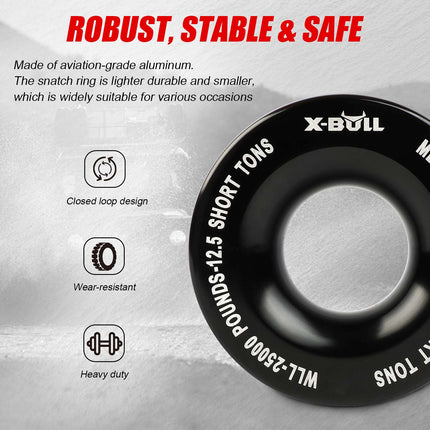 X-BULL Soft Shackle Synthetic Rope Recovery Snatch Ring /Recovery Hitch Receiver.