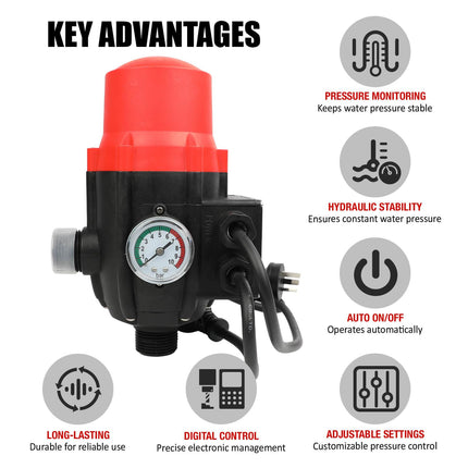 ETOSHA Water Pressure Pump Controller Auto Switch Control Electric BLACK.
