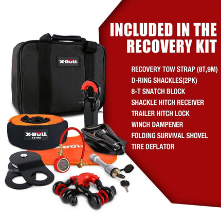 X-BULL Winch Recovery Kit 13PCS Recovery tracks /Snatch Strap Off Road 4X4.