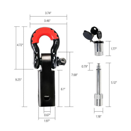 X-BULL Hitch Receiver 5T Recovery Receiver with Bow Shackle Tow Bar Off Road 4WD.
