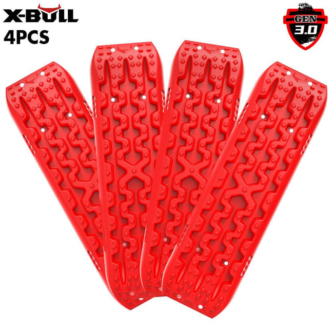 X-BULL 2 Pairs Recovery tracks Sand Mud Snow 4WD / 4x4 ATV Offroad Stronger Gen 3.0 - Red.