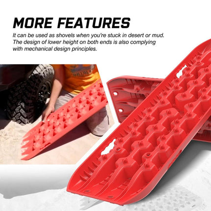 X-BULL 2 Pairs Recovery tracks Sand Mud Snow 4WD / 4x4 ATV Offroad Stronger Gen 3.0 - Red.