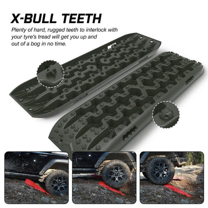 X-BULL Recovery tracks / Sand tracks / Mud tracks / Off Road 4WD 4x4 Car 2pcs Gen 3.0 - Olive.