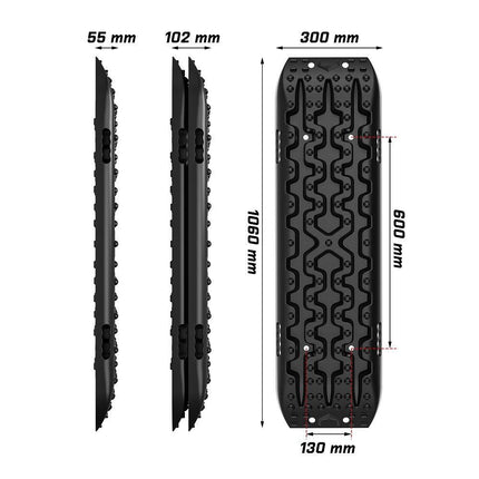 X-BULL Recovery tracks / Sand tracks / Mud tracks / Off Road 4WD 4x4 Car 2pcs Gen 3.0 - Black.