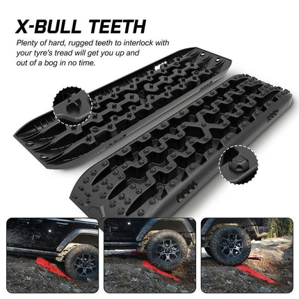 X-BULL Recovery tracks / Sand tracks / Mud tracks / Off Road 4WD 4x4 Car 2pcs Gen 3.0 - Black.