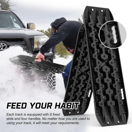 X-BULL Recovery tracks / Sand tracks / Mud tracks / Off Road 4WD 4x4 Car 2pcs Gen 3.0 - Black.