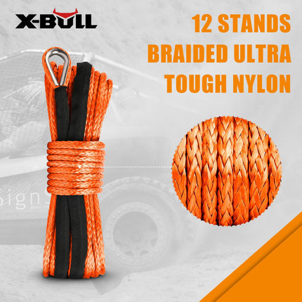 X-BULL Dyneema Synthetic Rope Winch Cable SK75 5.5MM x 13M Car Tow Recovery Strap.