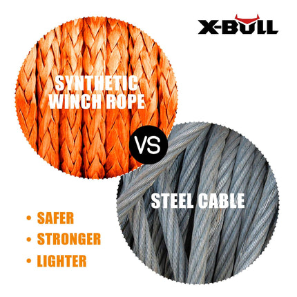X-BULL Dyneema Synthetic Rope Winch Cable SK75 5.5MM x 13M Car Tow Recovery Strap.