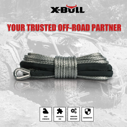 X-BULL Synthetic Dyneem Rope 5.5MM x 13M SK75 Car Tow Recovery Winch Cable Line.