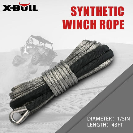 X-BULL Winch Rope 5.5mm x 13m Dyneema Synthetic Rope Tow Recovery Offroad 4wd4x4.