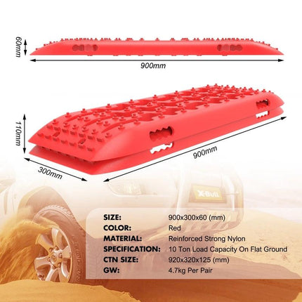 X-BULL Recovery tracks Sand Trucks Offroad With 4PCS Mounting Pins 4WD Gen 2.0- red.