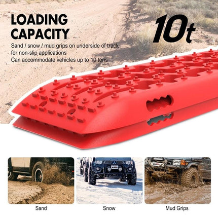 X-BULL Recovery tracks Sand Trucks Offroad With 4PCS Mounting Pins 4WD Gen 2.0- red.