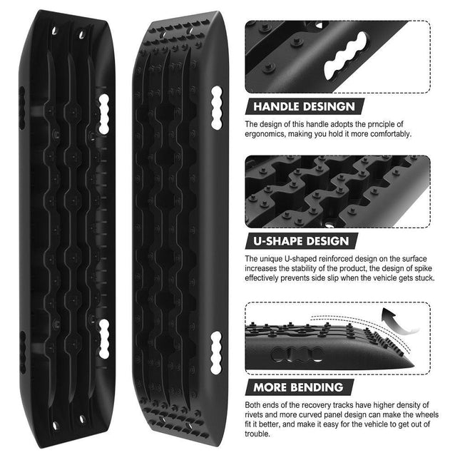 X-BULL Recovery Tracks Sand Track Mud Snow 2 pairs Gen 2.0 Accessory 4WD 4X4 - Black.