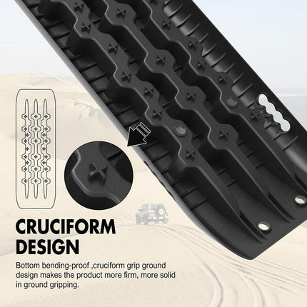 X-BULL Recovery Tracks Sand Track Mud Snow 1 pair Gen 2.0 Accessory 4WD 4X4 - Black.