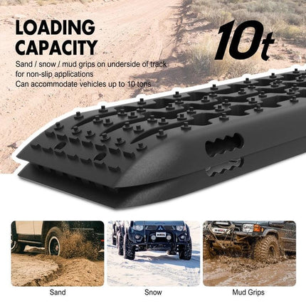 X-BULL Recovery tracks Sand Trucks Offroad With 4PCS Mounting Pins 4WDGen 2.0 - Black.