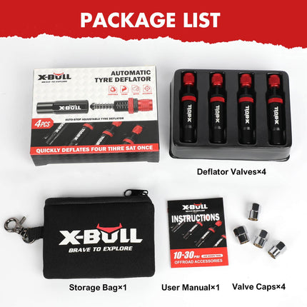 X-BULL 4PCS Tyre Deflators Air Quick Deflator Adjustable 10~30 PSI Tire Valve.