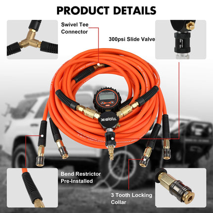 X-BULL Indeflate Digital 4 Hose 4 Tire Inflation Deflation System Equalizer.