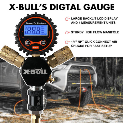 X-BULL Indeflate Digital 4 Hose 4 Tire Inflation Deflation System Equalizer.