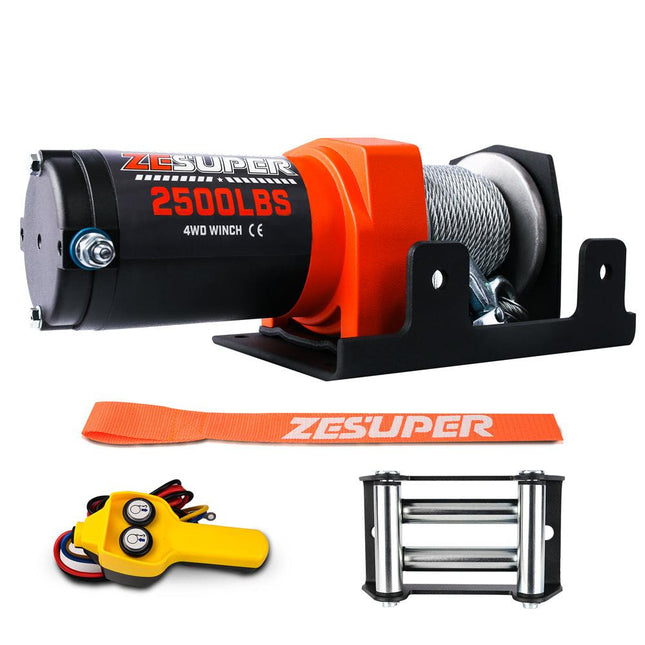 ZESUPER Electric Winch 2500LBS/1134KG 12V 15.2M Steel Cable ATV UTV 4WD 4X4 Boat.