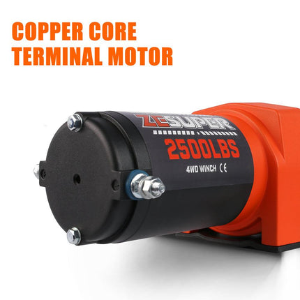 ZESUPER Electric Winch 2500LBS/1134KG 12V 15.2M Steel Cable ATV UTV 4WD 4X4 Boat.