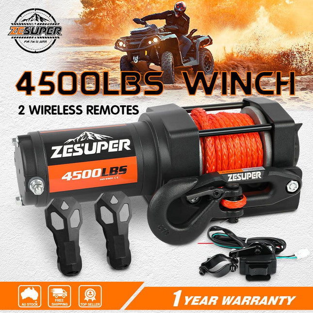 ZESUPER 4500LB Electric Winch 12V Wireless Portable ATV UTV Boat Trailer.