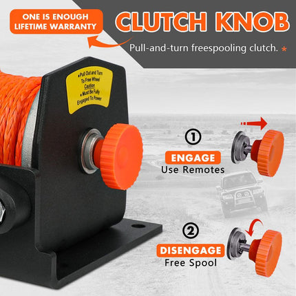 2500LBS Electric Winch Wireless Remote Synthetic Rope Wireless Remote ATV UTV BOAT.